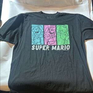 Super Mario Black Graphic T-Shirt w/ Luigi, Mario & Yoshi